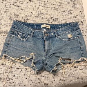 DL1961 Women's Light Blue Distressed Jean Shorts